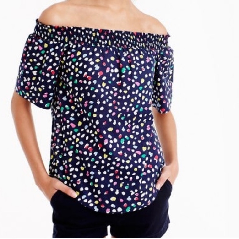 J. Crew Off the Shoulder Top Ratti Happy Cat Top 0